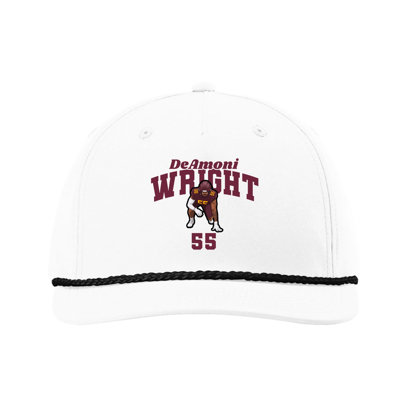 Five-Panel Classic Rope Cap — Signature Arch in White