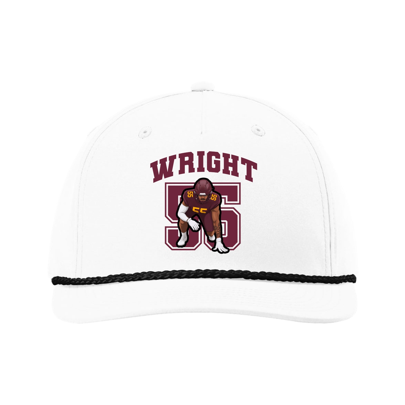 Five-Panel Classic Rope Cap — Number in White