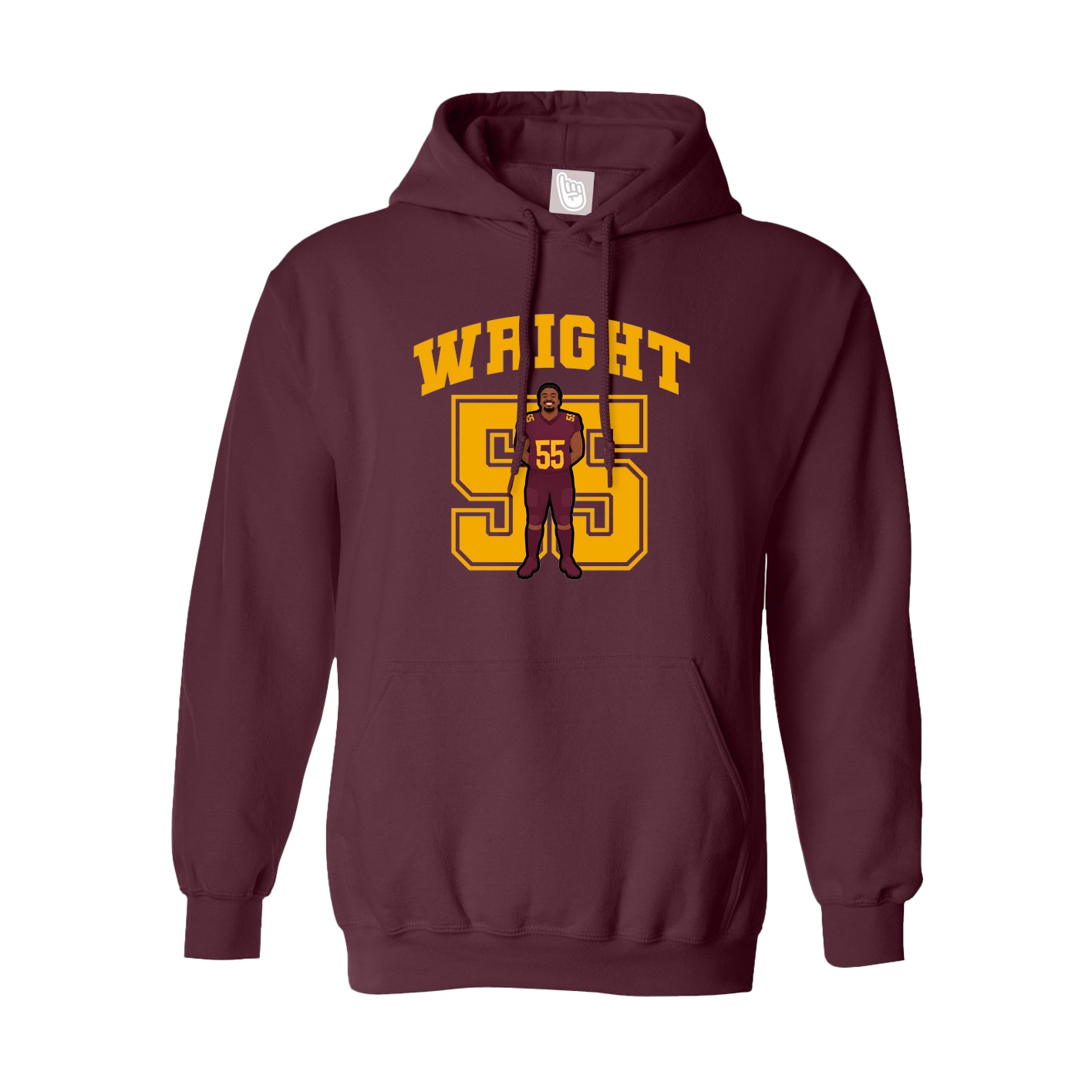 Hoodie — Number in Maroon