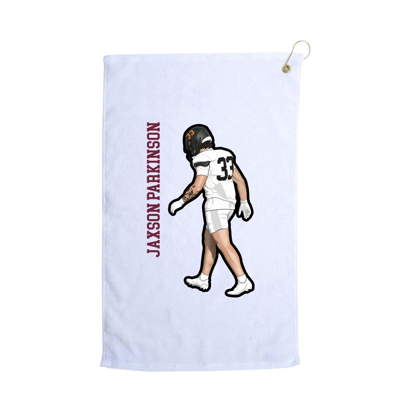 Golf Towel — Name Vertical in White