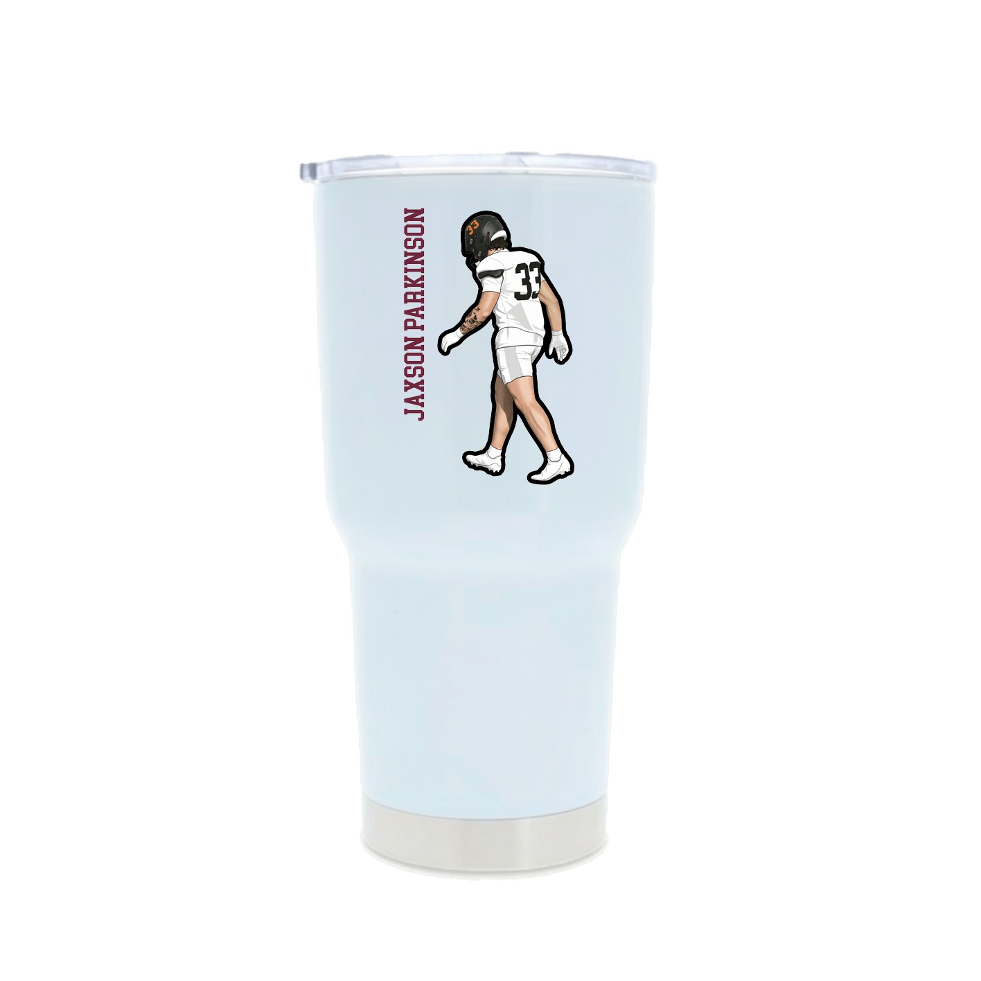 30oz Stainless Steel Tumbler — Name Vertical in White