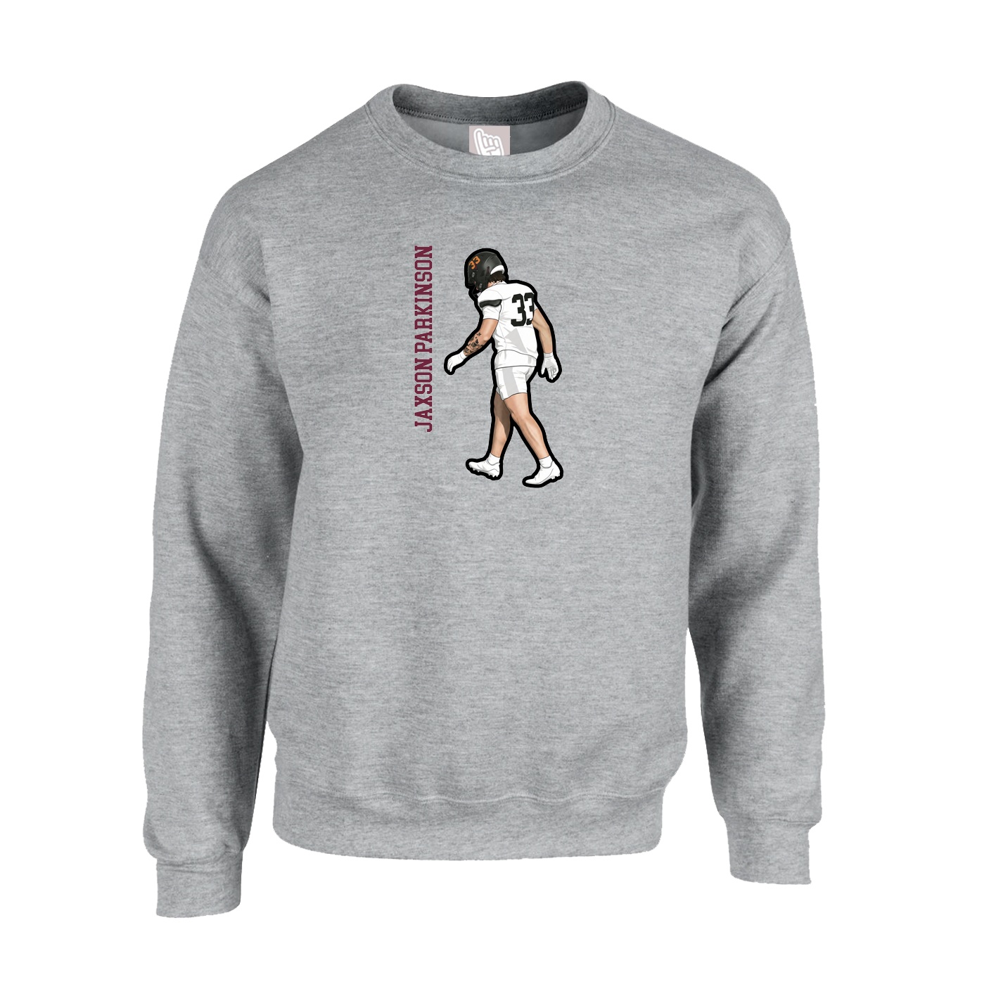 Fleece Crew — Name Vertical in Grey