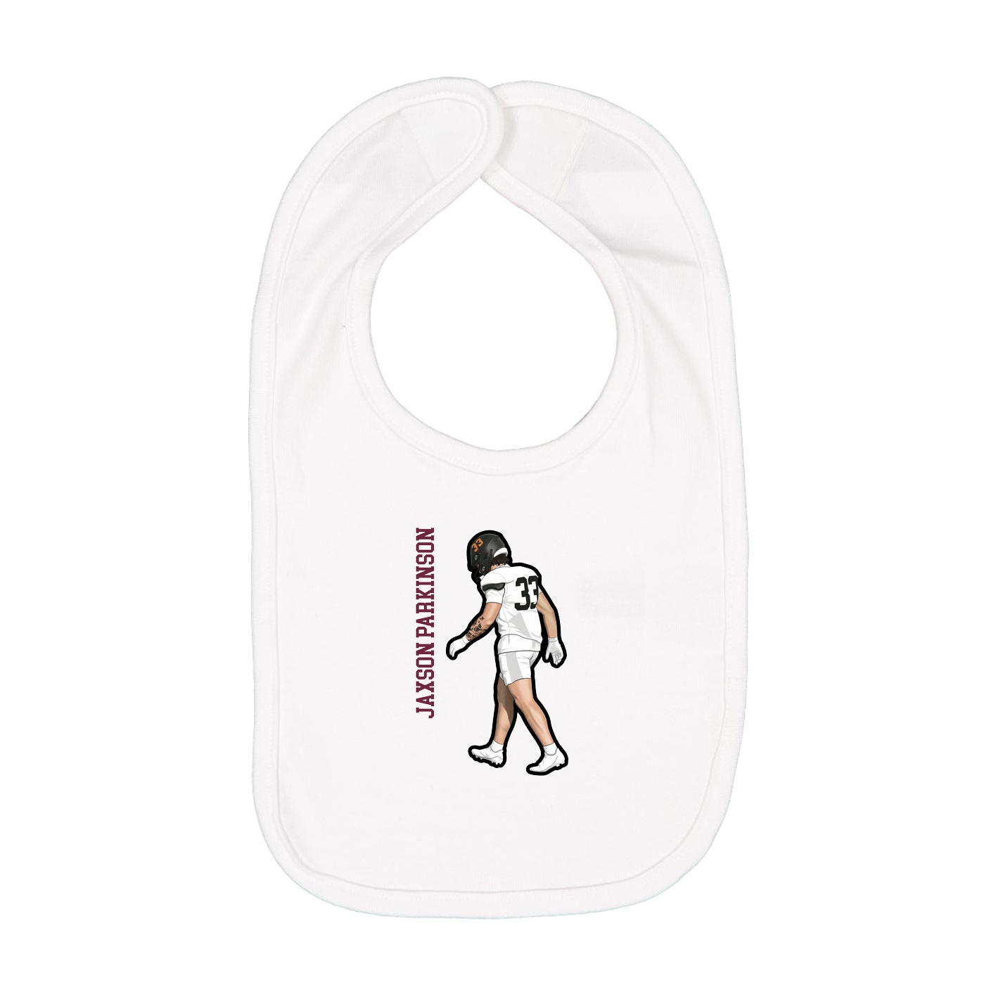 Infant Bib — Name Vertical in White