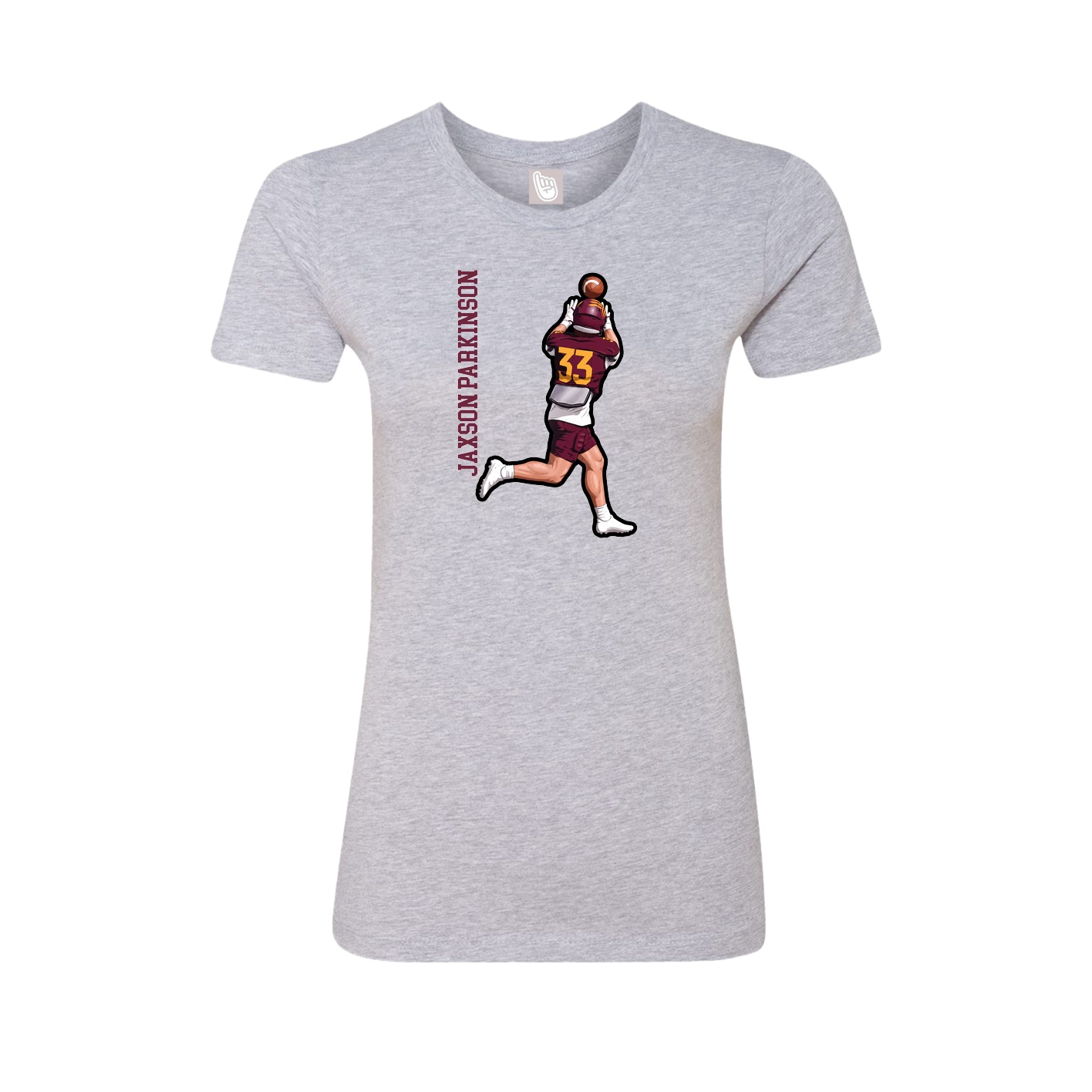 Fitted Women's Tee — Name Vertical in Grey