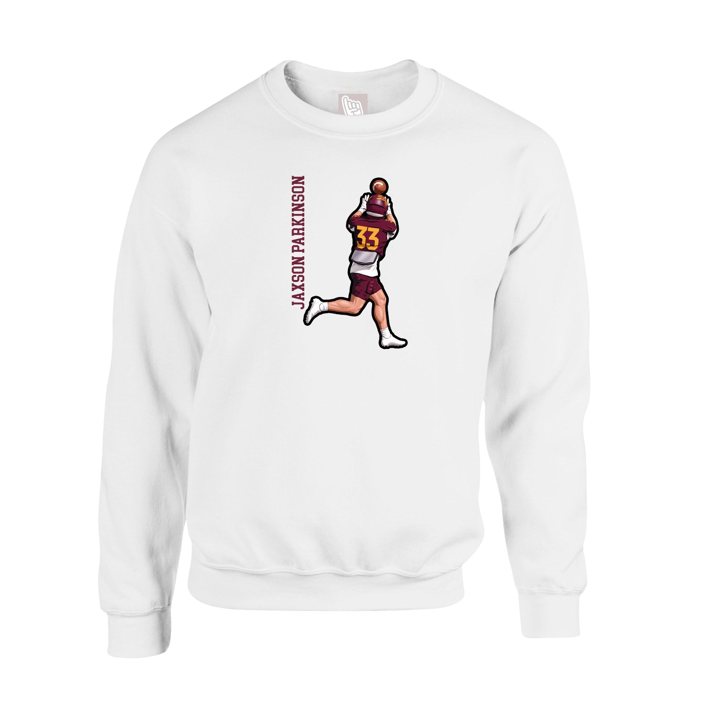Fleece Crew — Name Vertical in White