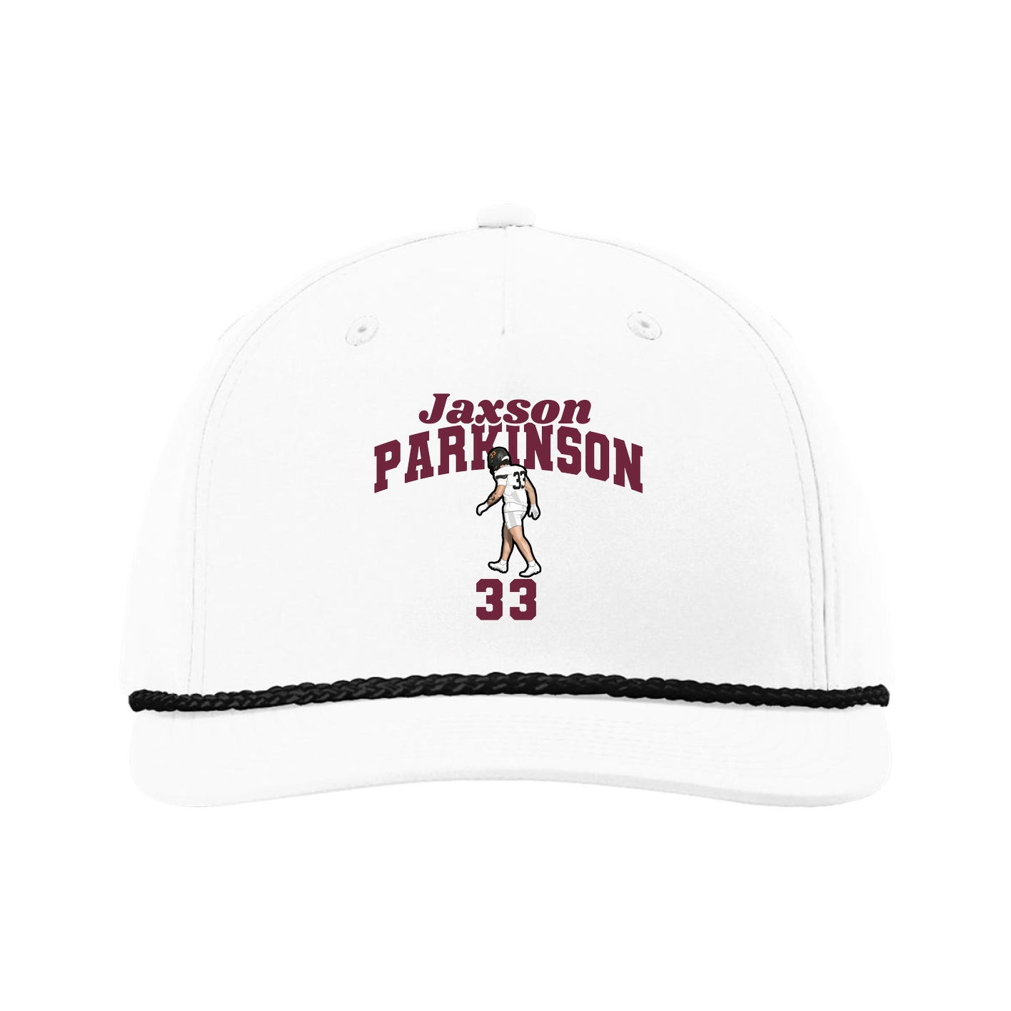 Five-Panel Classic Rope Cap — Signature Arch in White