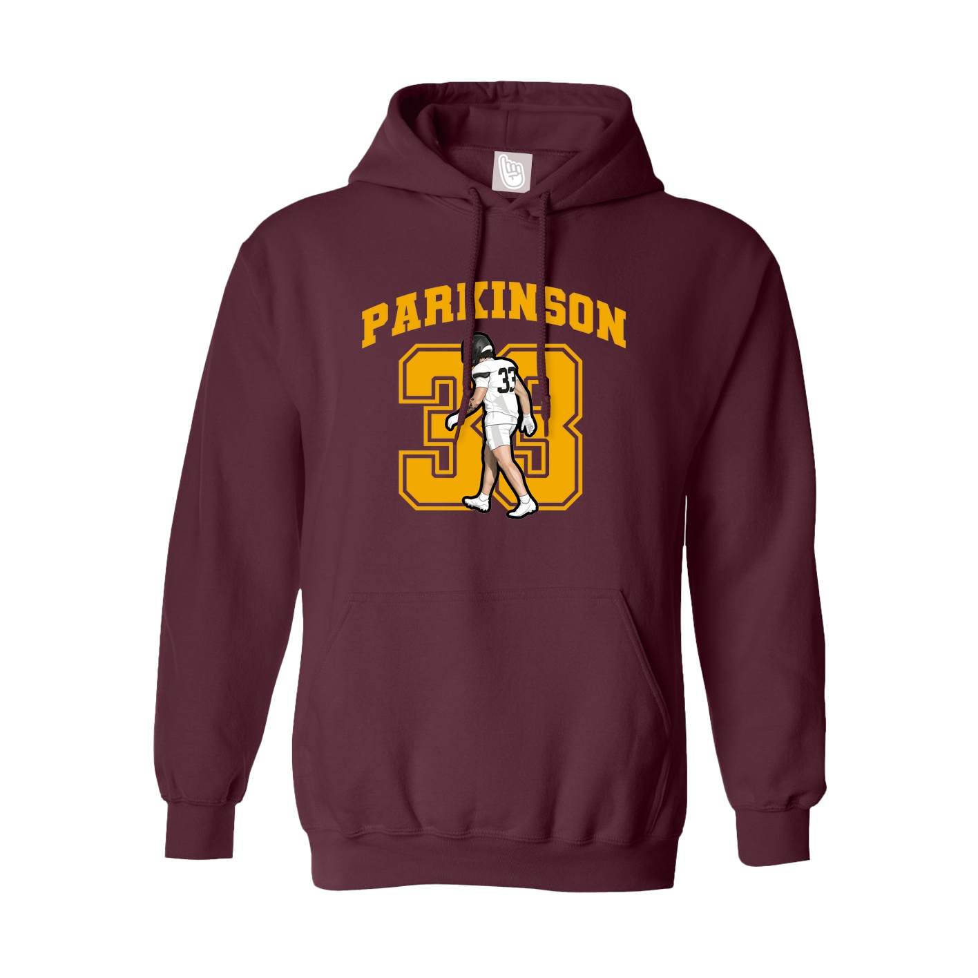 Youth Hoodie — Number in Maroon