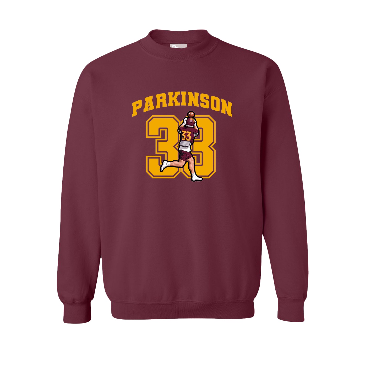 Fleece Crew — Number in Maroon