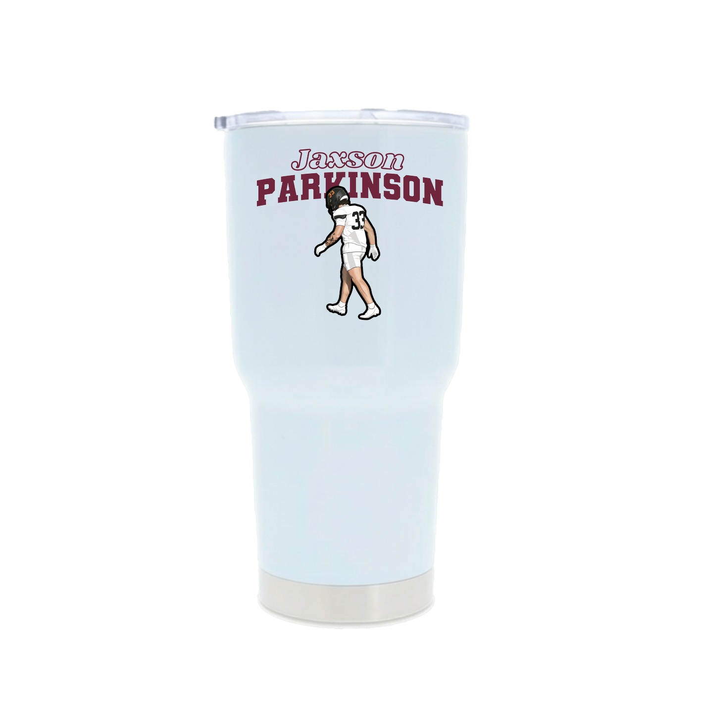30oz Stainless Steel Tumbler — Name Arch in White