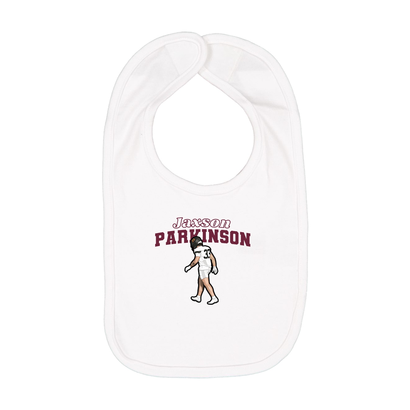 Infant Bib — Name Arch in White