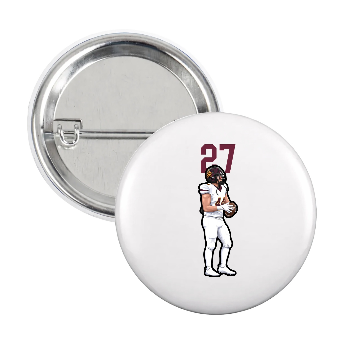 Game Day Button — Number Top in White