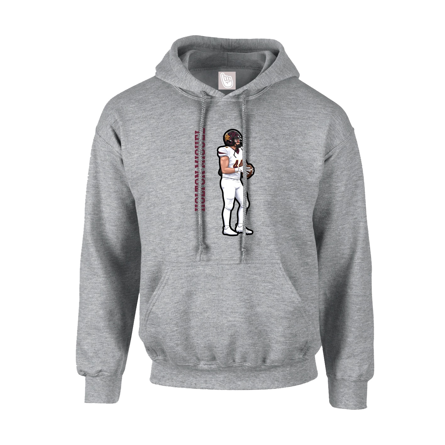 Youth Hoodie — Name Vertical in Grey