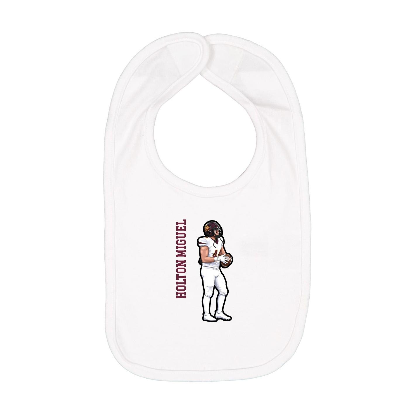 Infant Bib — Name Vertical in White