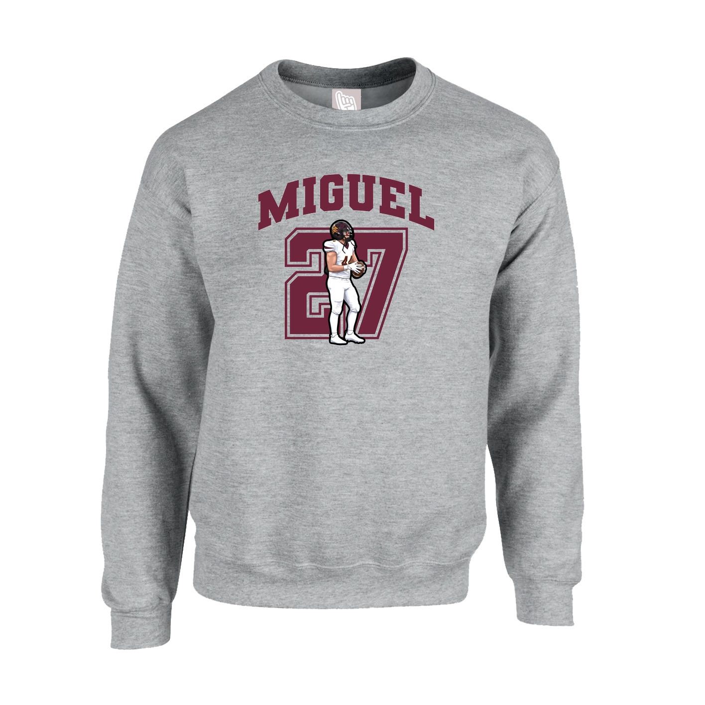 Fleece Crew — Number in Grey