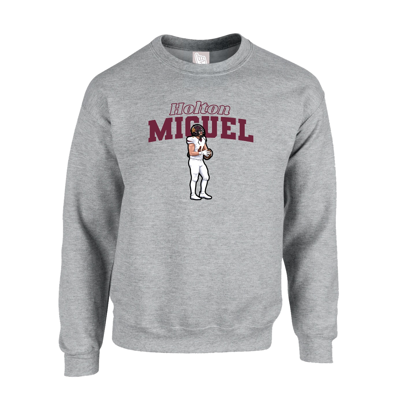 Fleece Crew — Name Arch in Grey