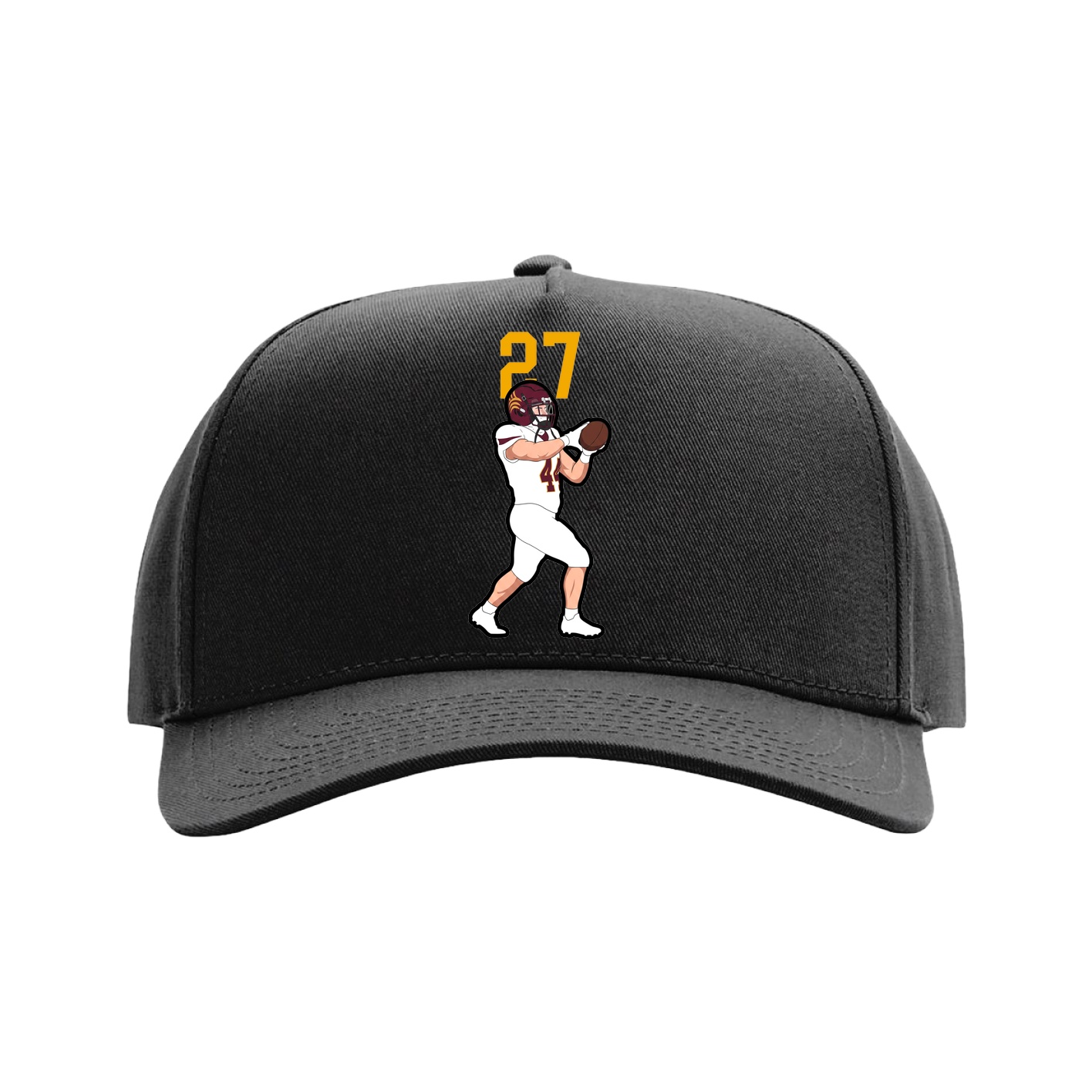 Full Fabric Five-Panel Champ Cap — Number Top in Black