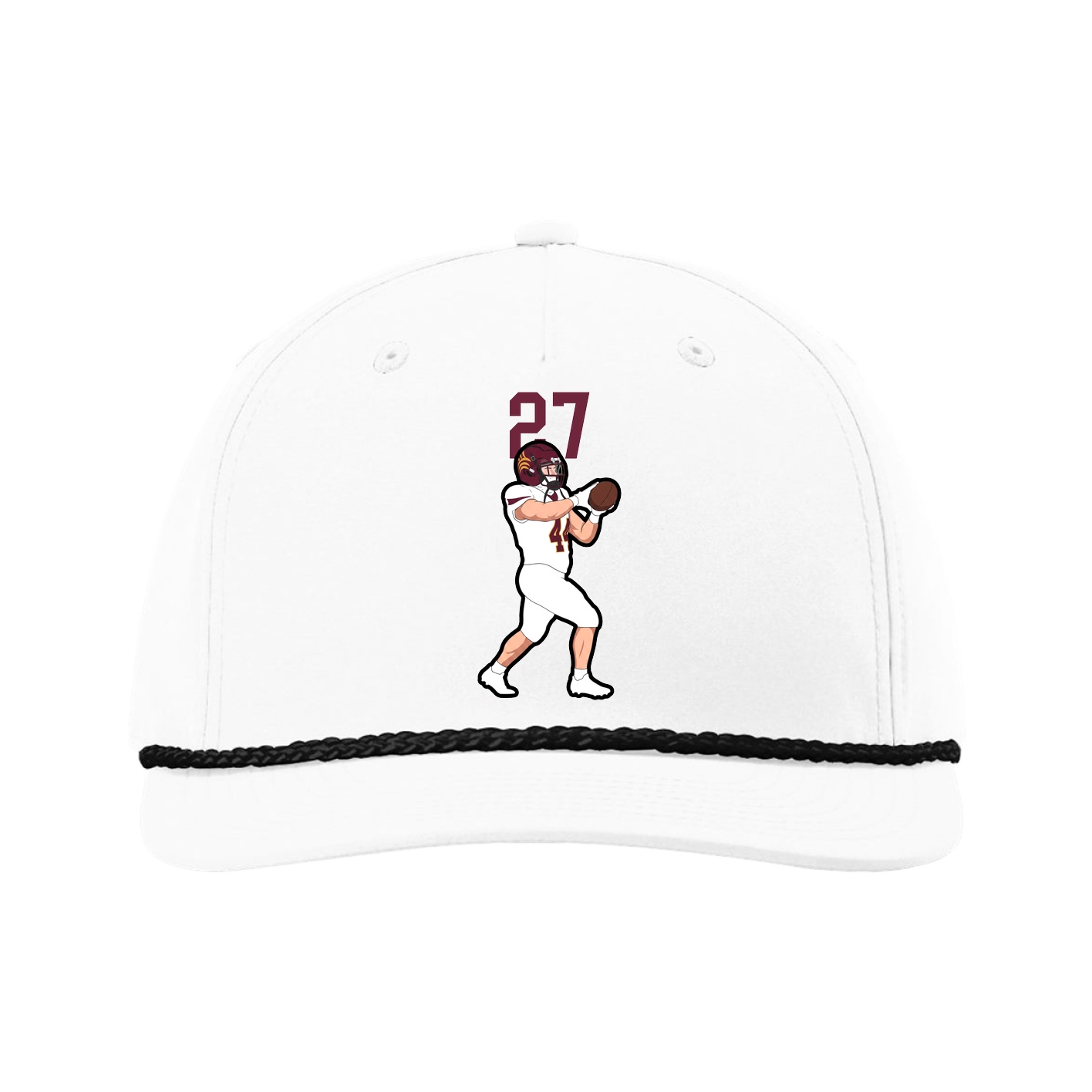 Five-Panel Classic Rope Cap — Number Top in White