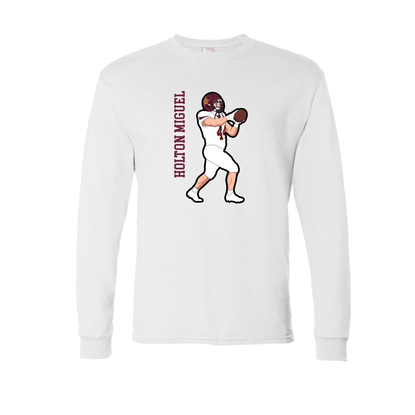 Long Sleeve Tee — Name Vertical in White