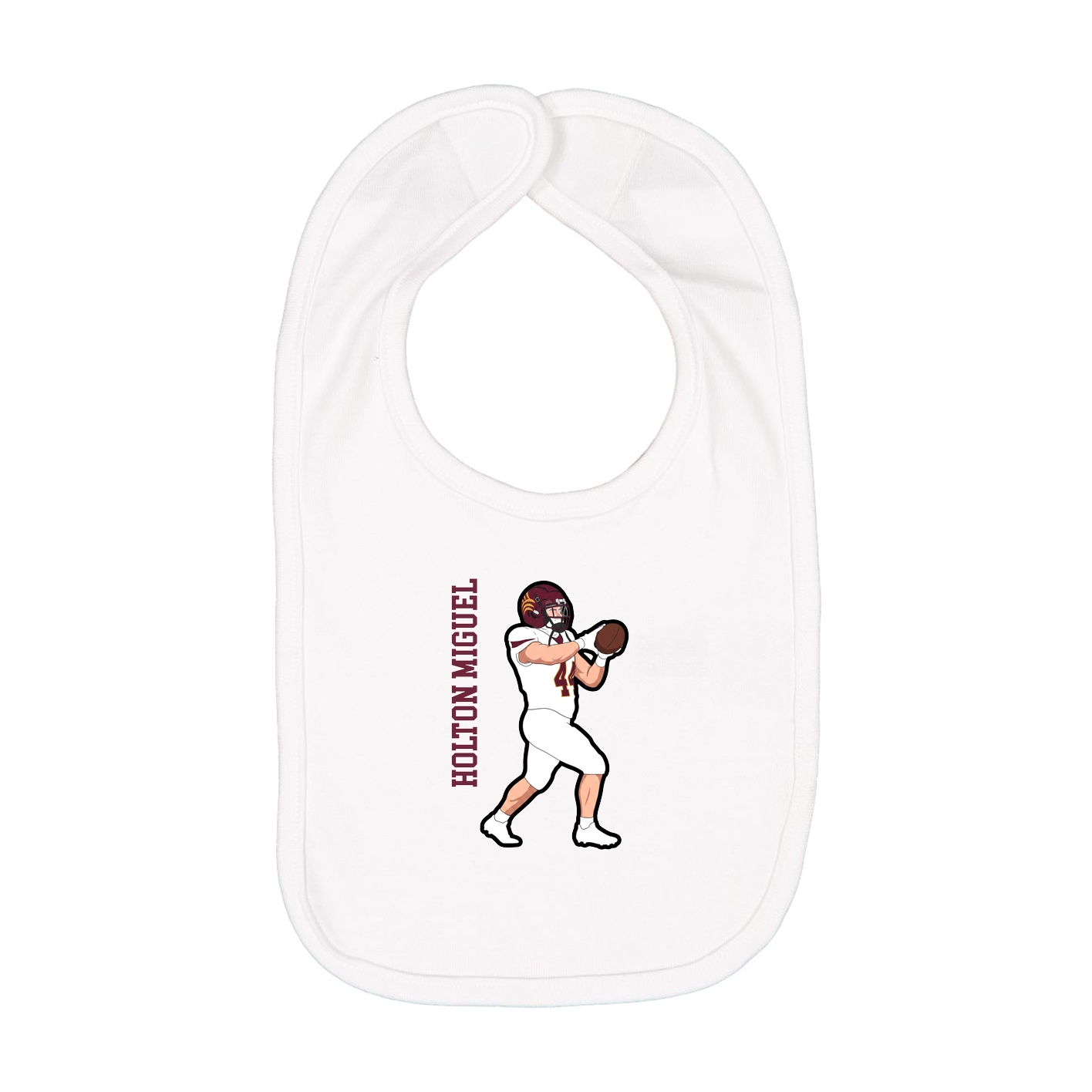 Infant Bib — Name Vertical in White