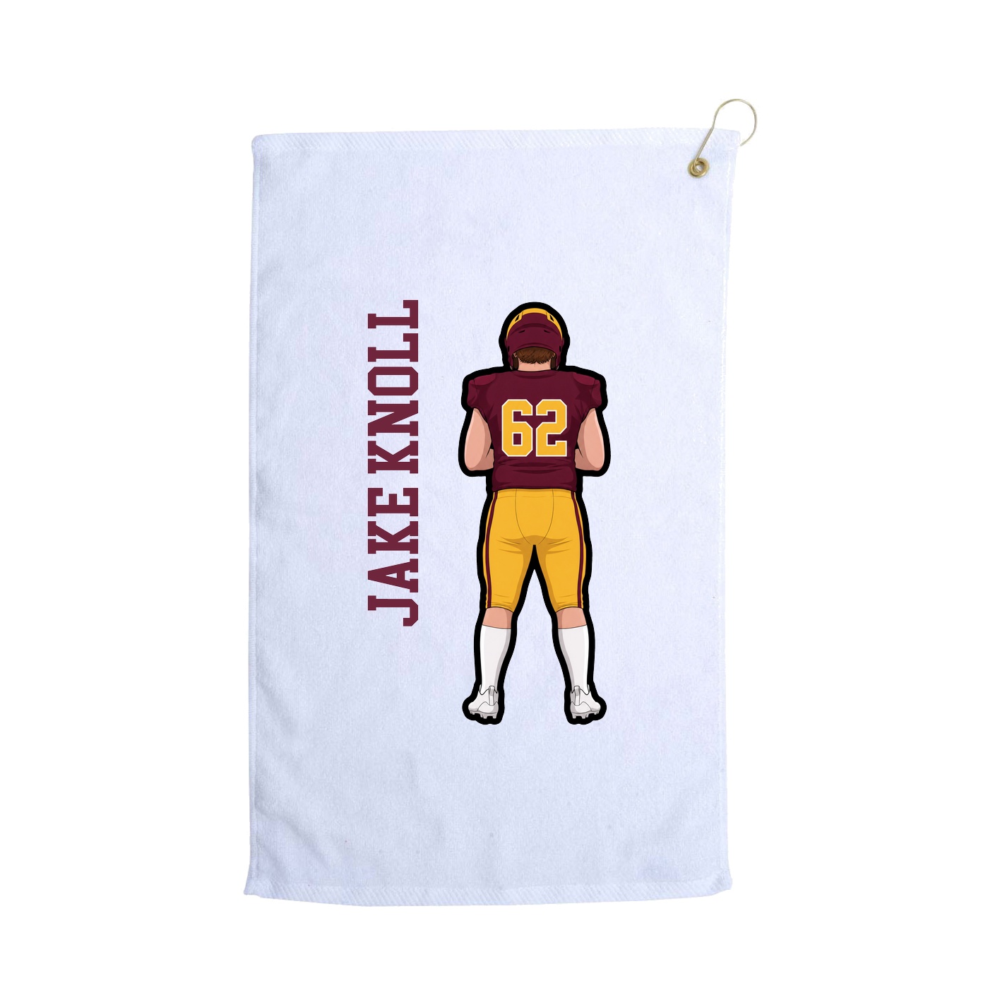 Golf Towel — Name Vertical in White