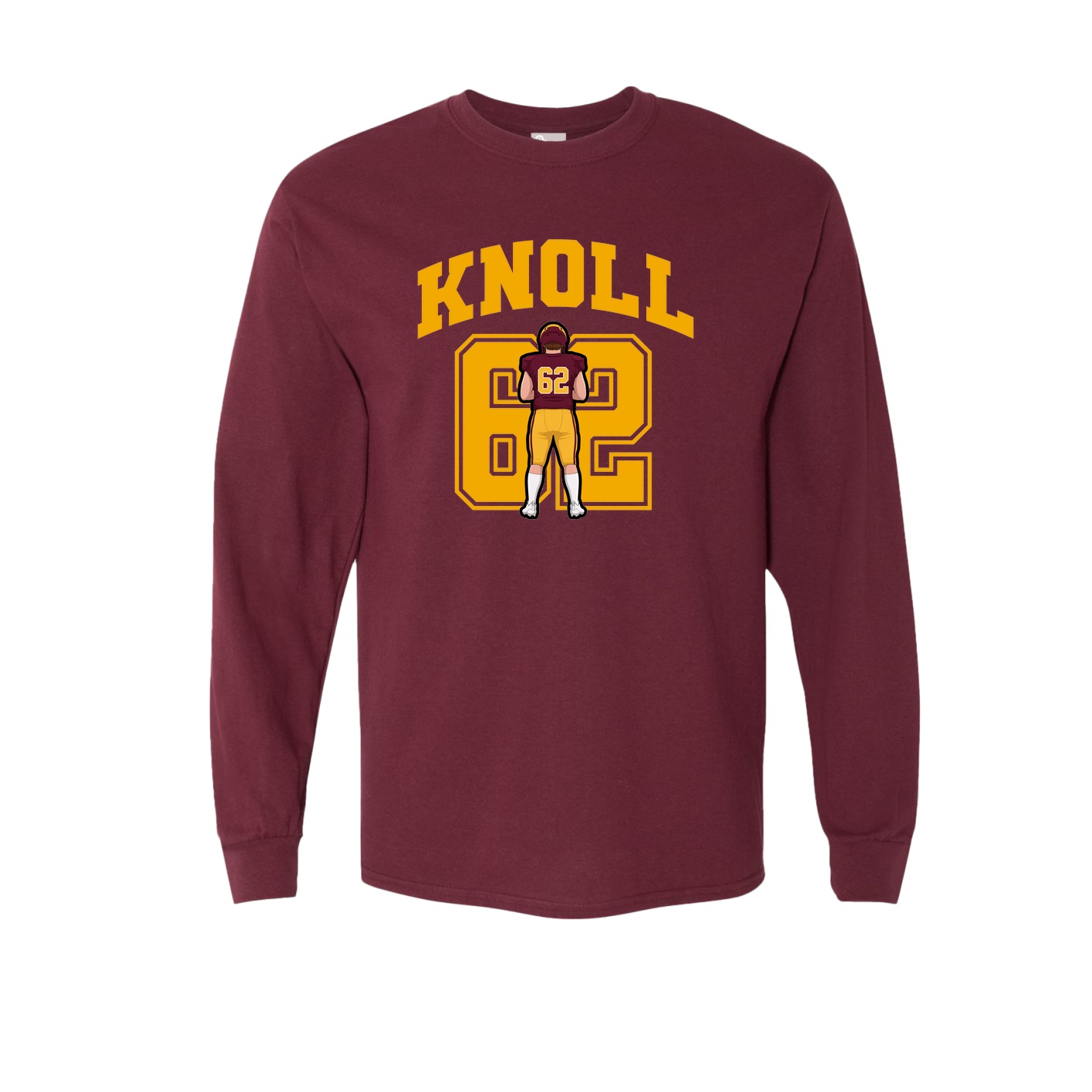 Long Sleeve Tee — Number in Maroon