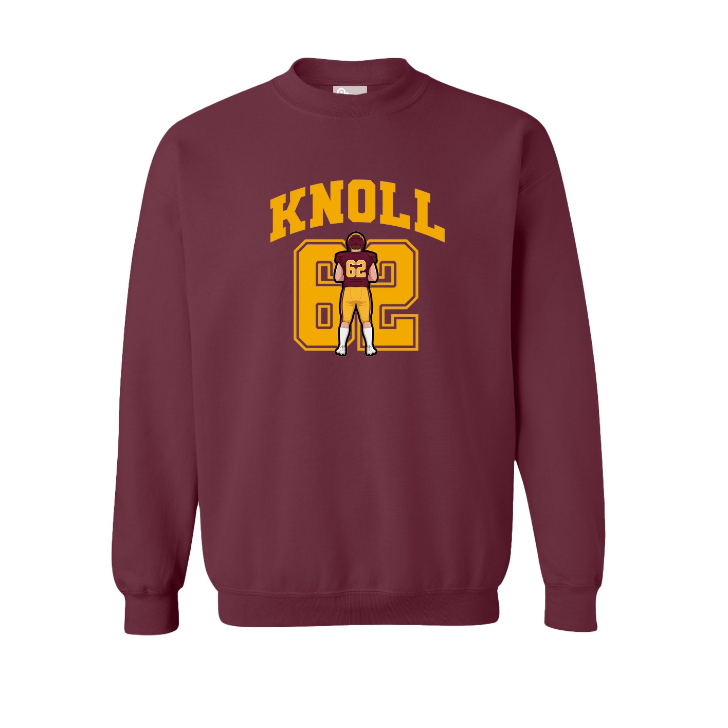 Fleece Crew — Number in Maroon