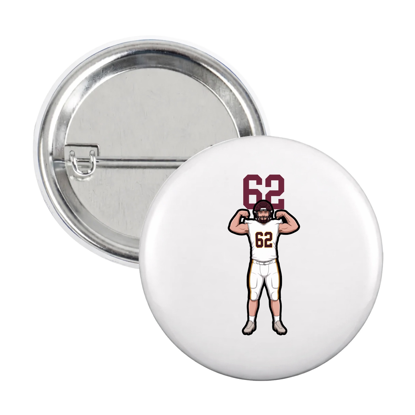 Game Day Button — Number Top in White