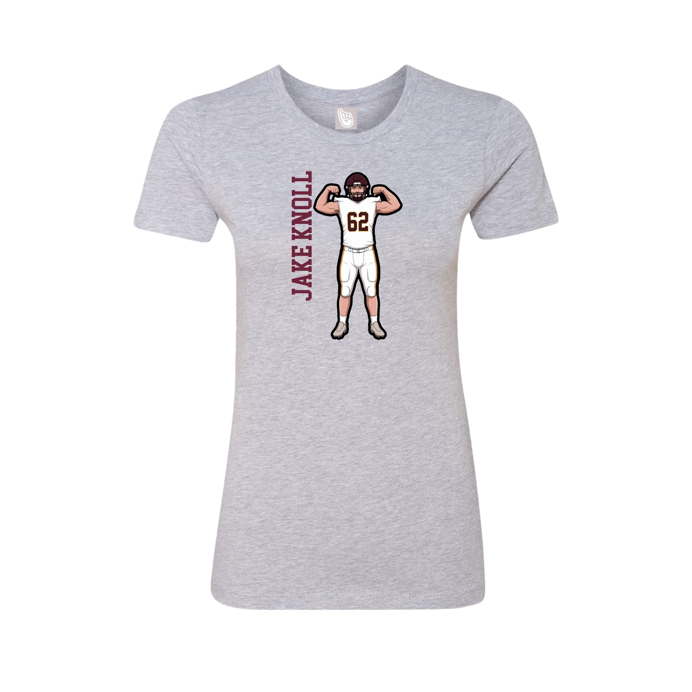 Fitted Women's Tee — Name Vertical in Grey