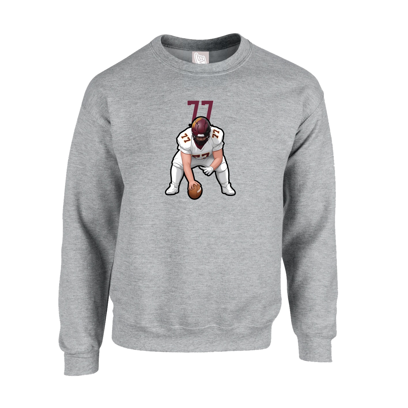 Fleece Crew — Number Top in Grey