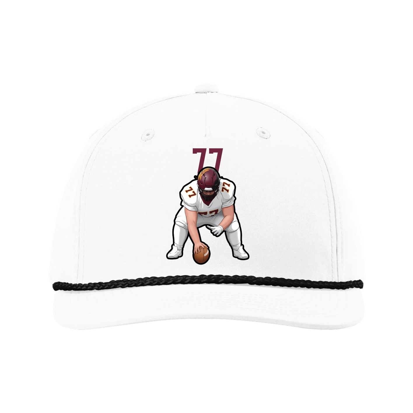 Five-Panel Classic Rope Cap — Number Top in White
