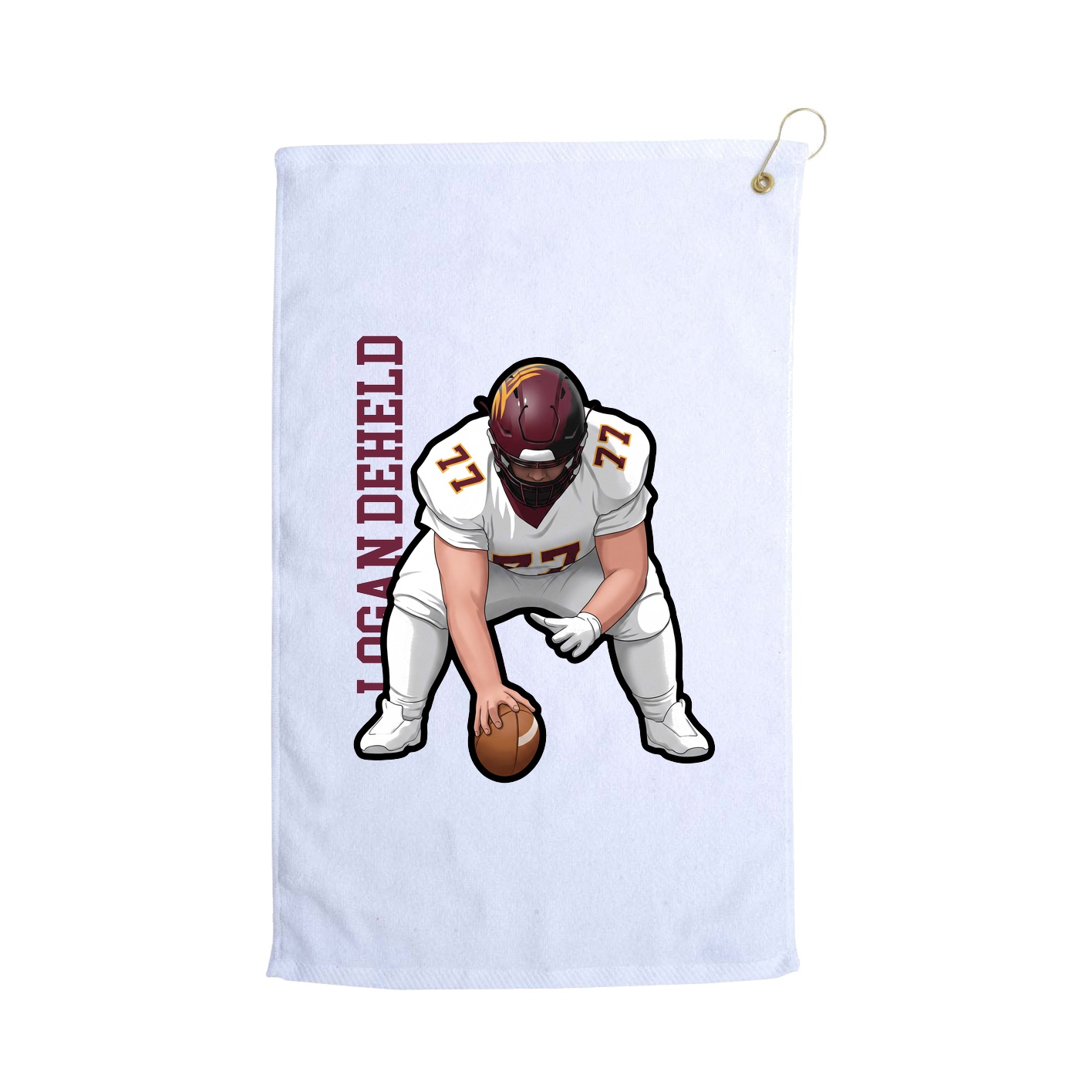 Golf Towel — Name Vertical in White
