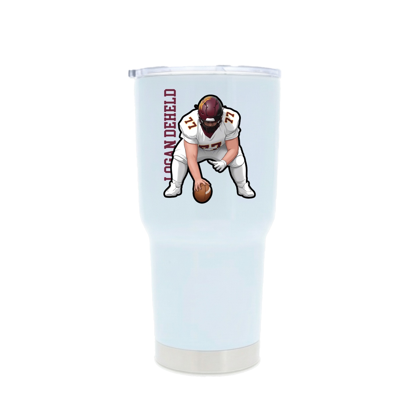 30oz Stainless Steel Tumbler — Name Vertical in White