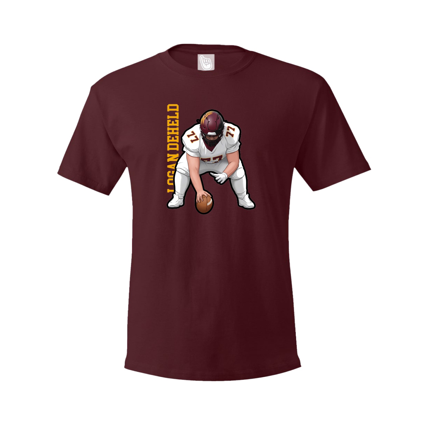 Youth Tee — Name Vertical in Maroon
