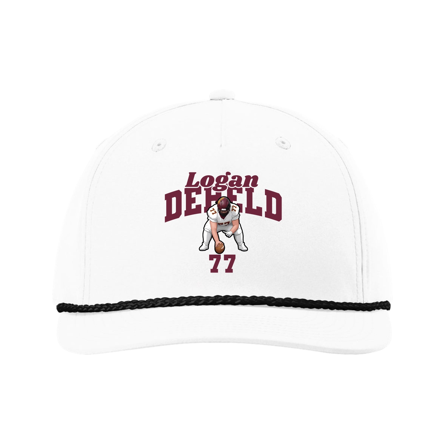 Five-Panel Classic Rope Cap — Signature Arch in White