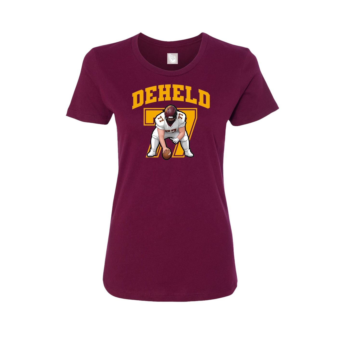 Fitted Women's Tee — Number in Maroon