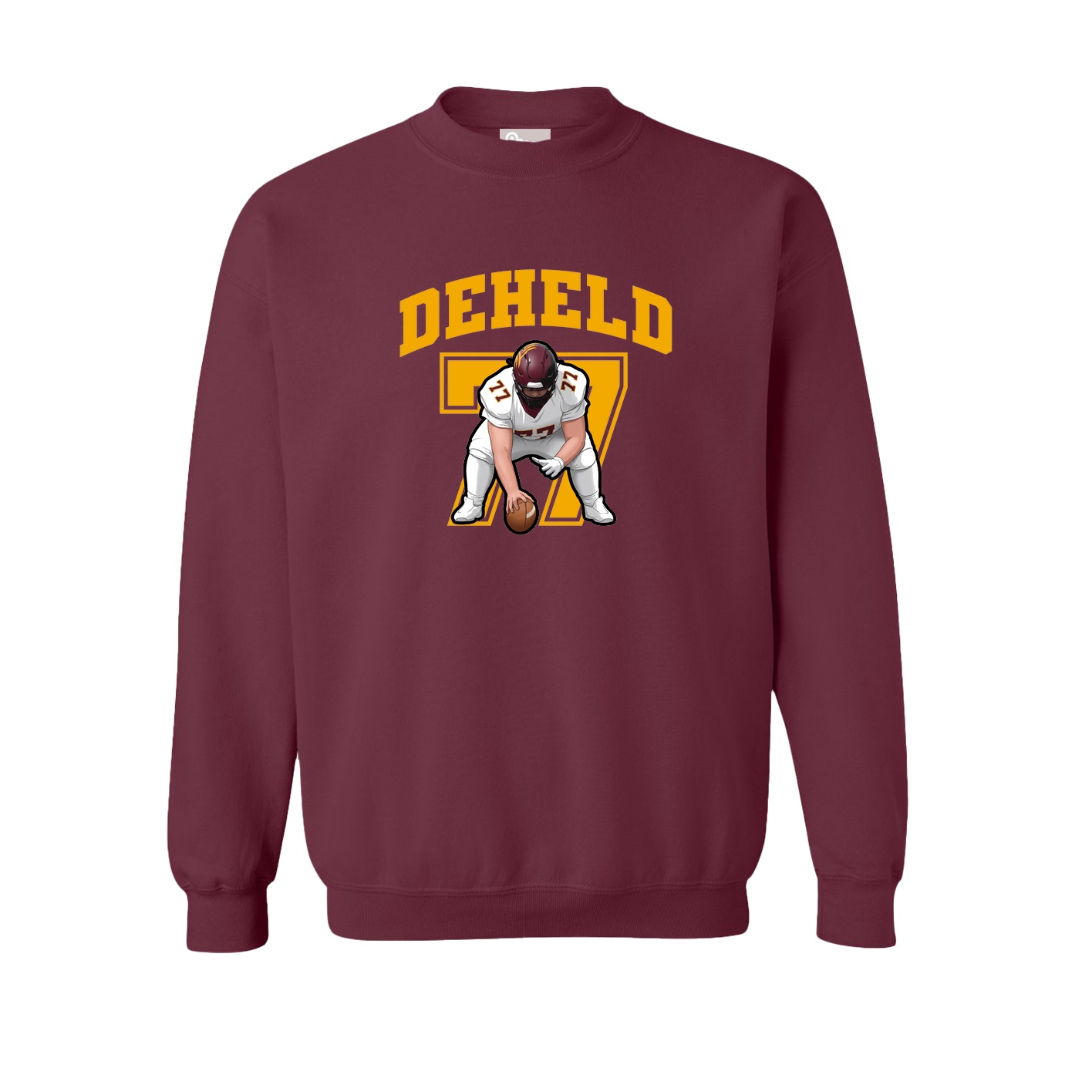 Fleece Crew — Number in Maroon