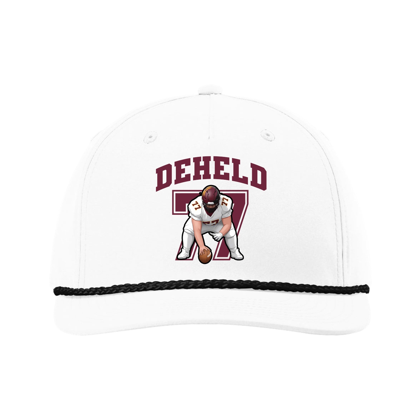 Five-Panel Classic Rope Cap — Number in White
