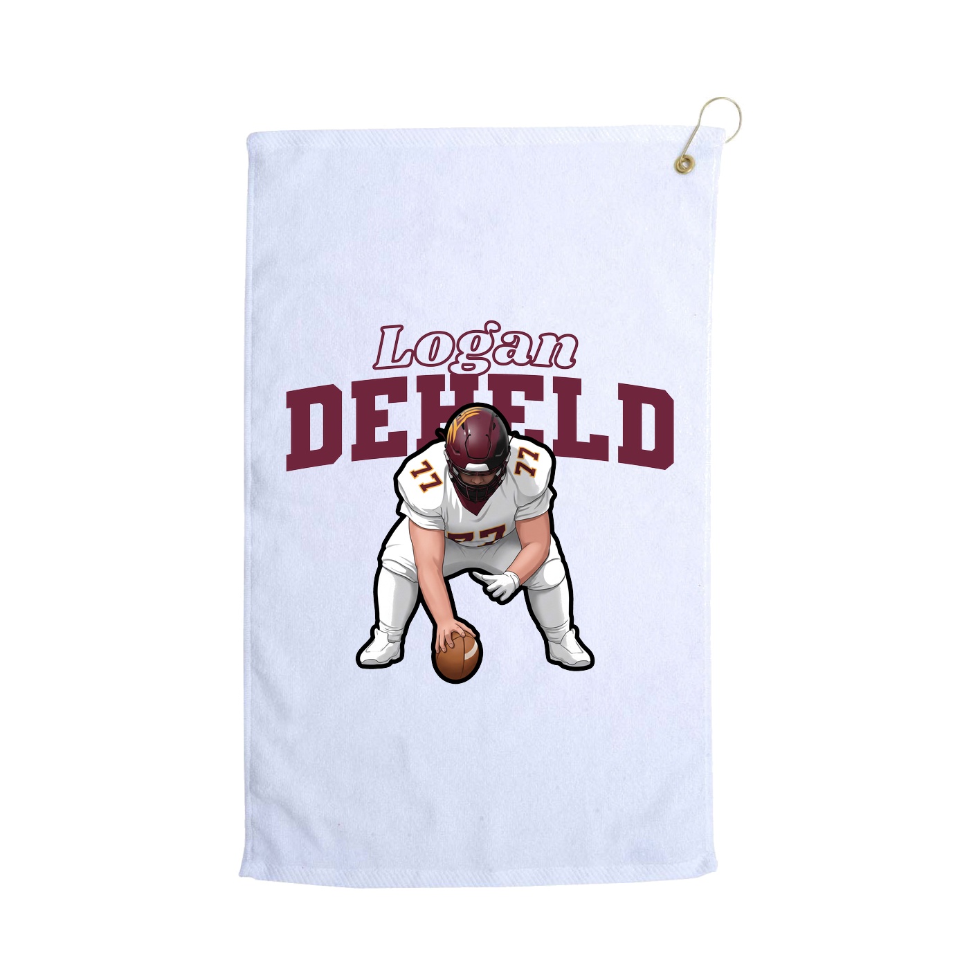 Golf Towel — Name Arch in White