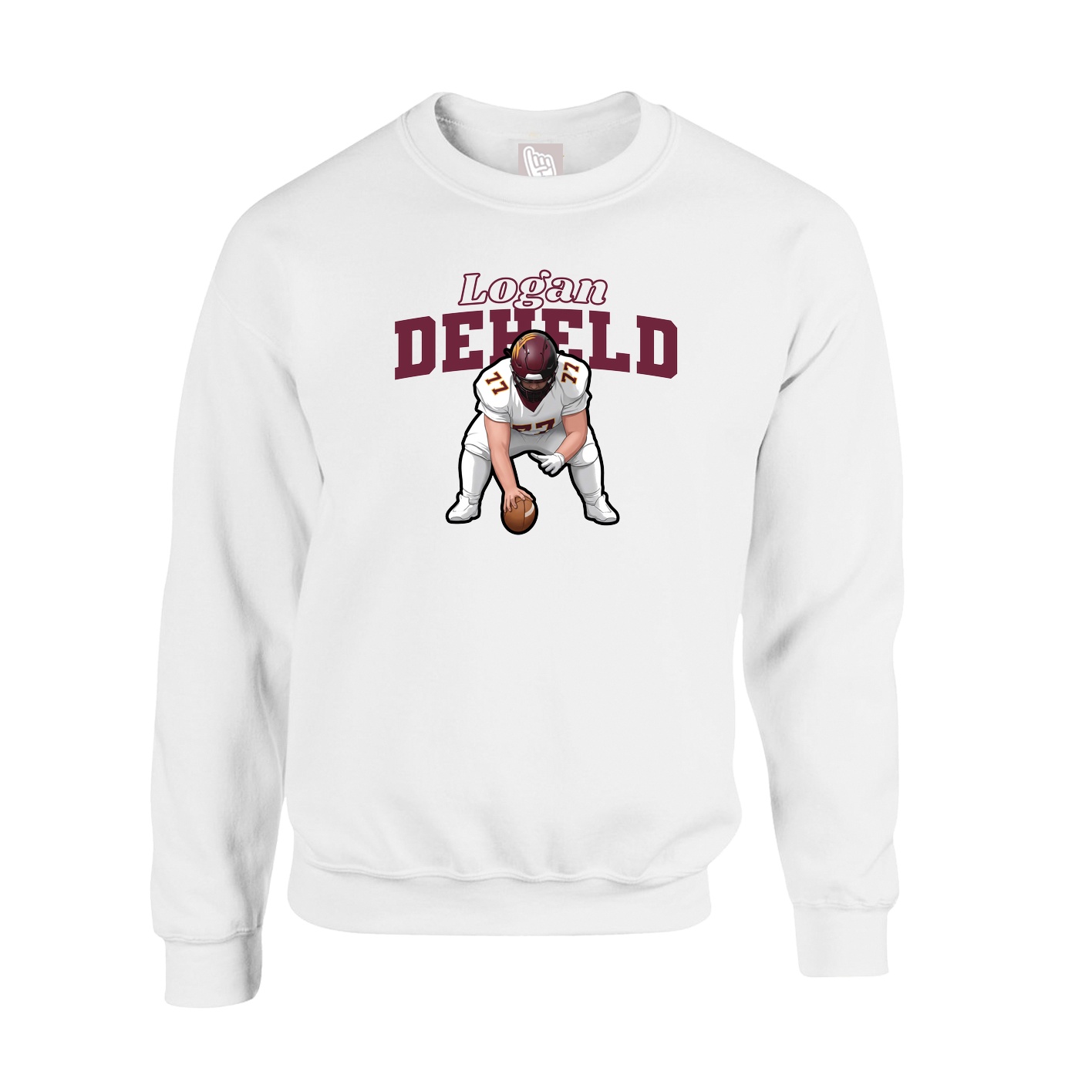 Fleece Crew — Name Arch in White
