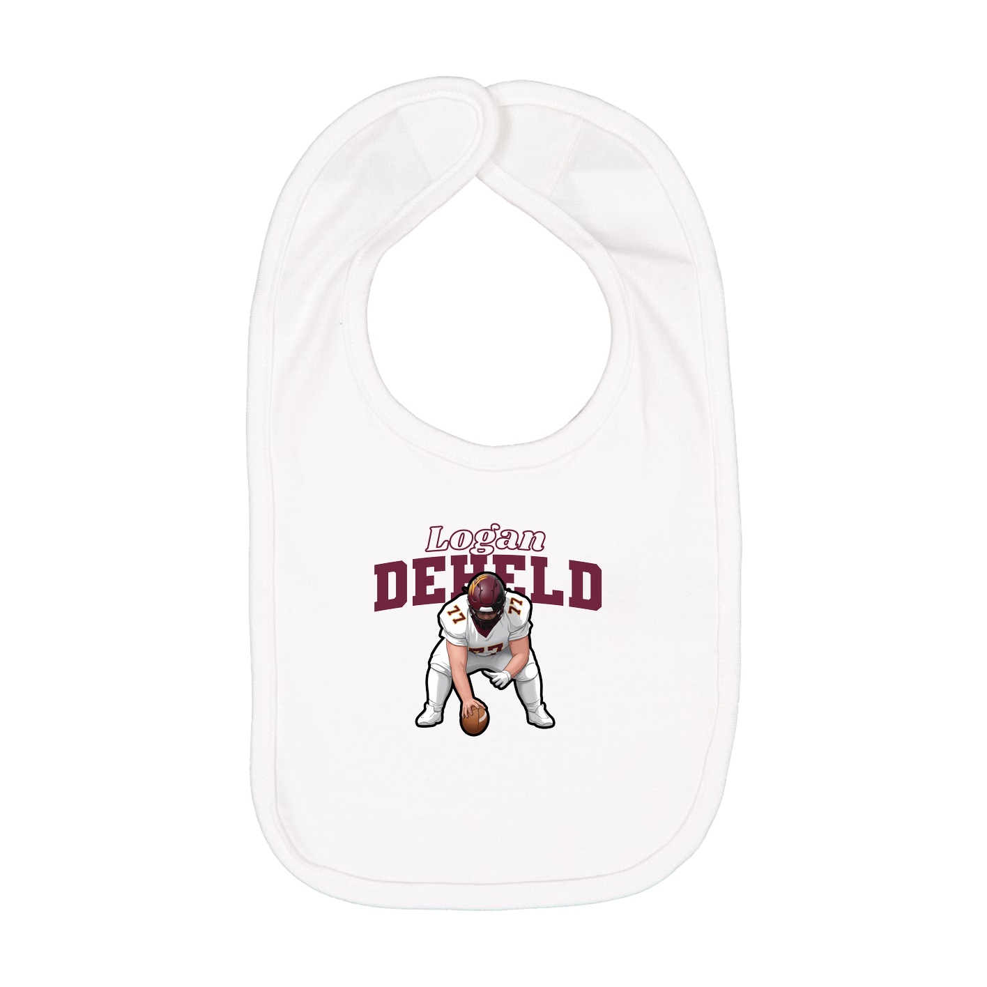 Infant Bib — Name Arch in White