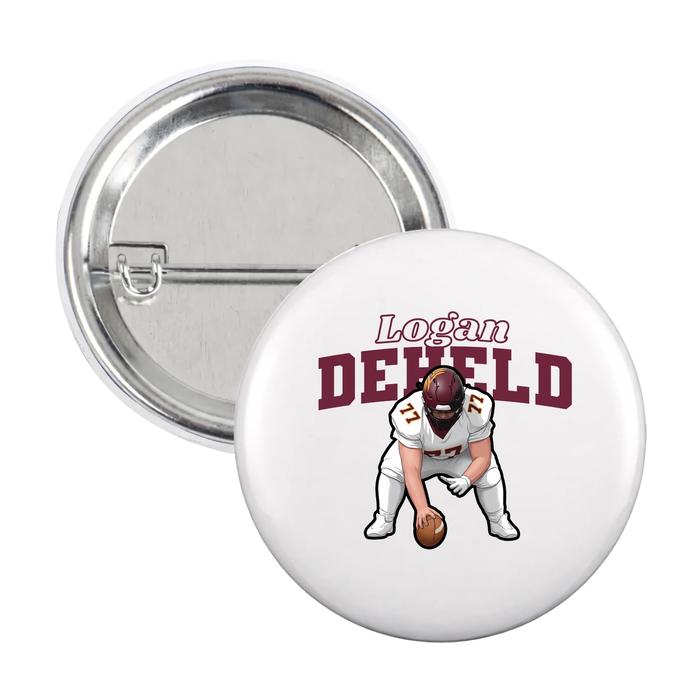 Game Day Button — Name Arch in White