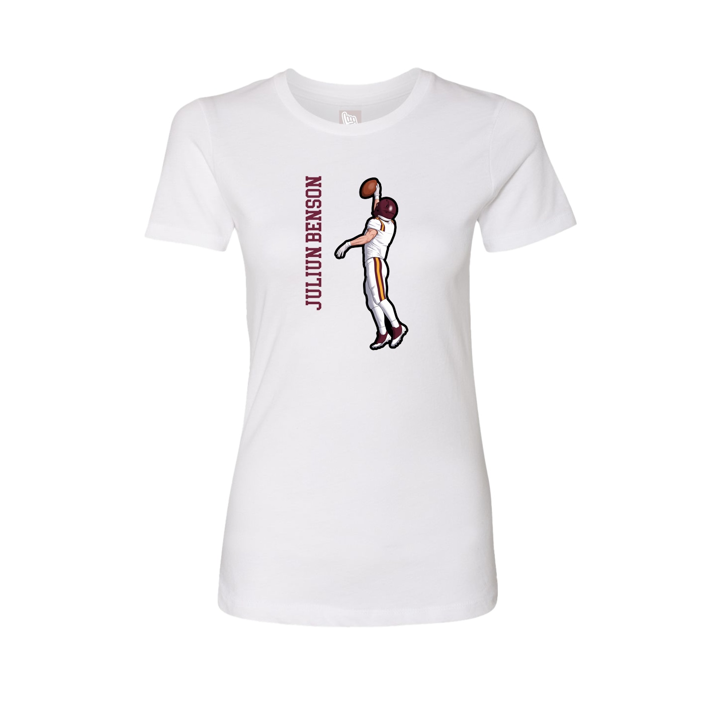 Fitted Women's Tee — Name Vertical in White