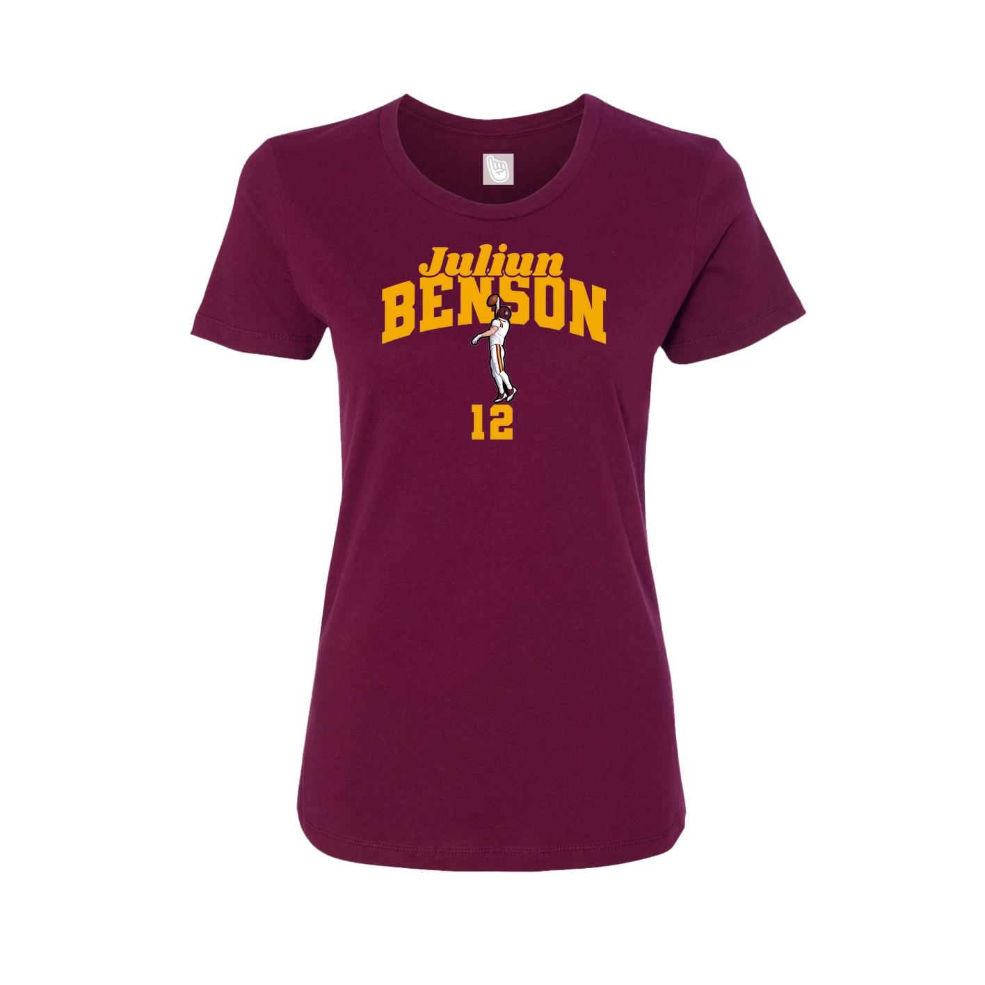 Fitted Women's Tee — Signature Arch in Maroon