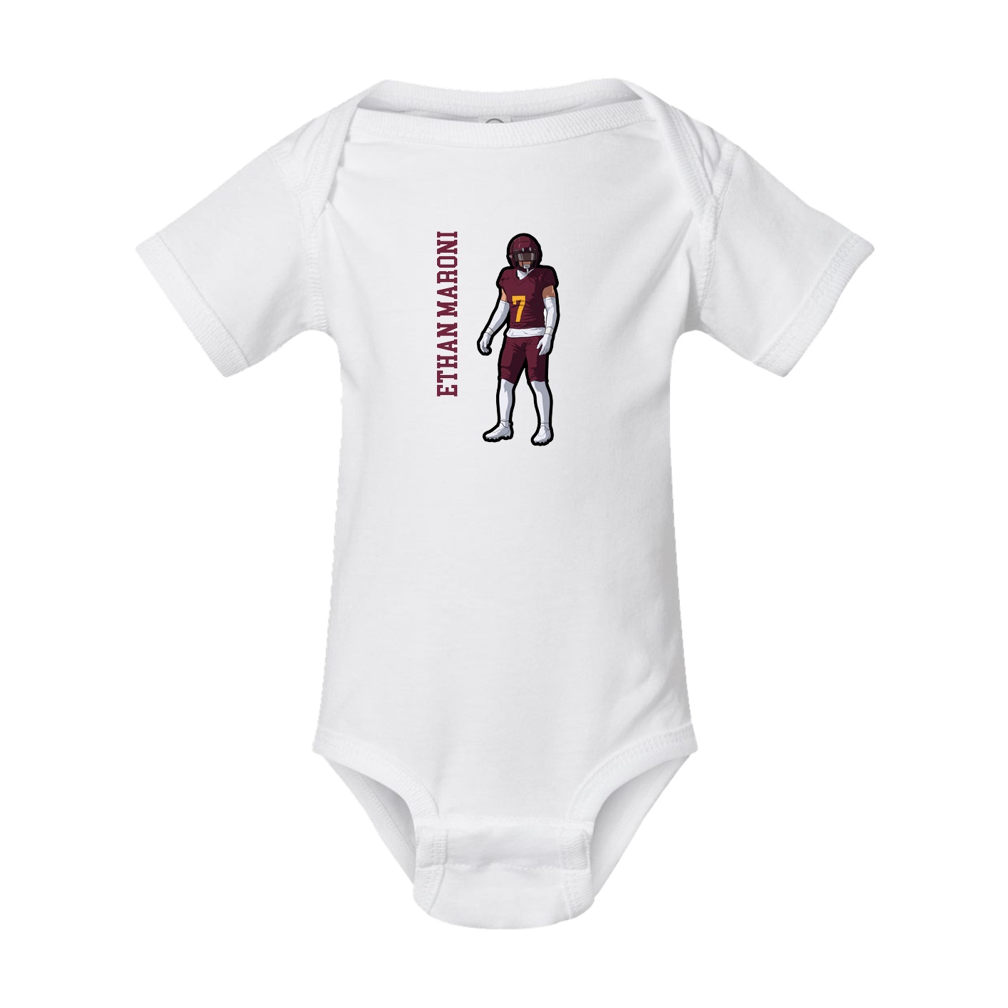 Baby Onesie — Name Vertical in White