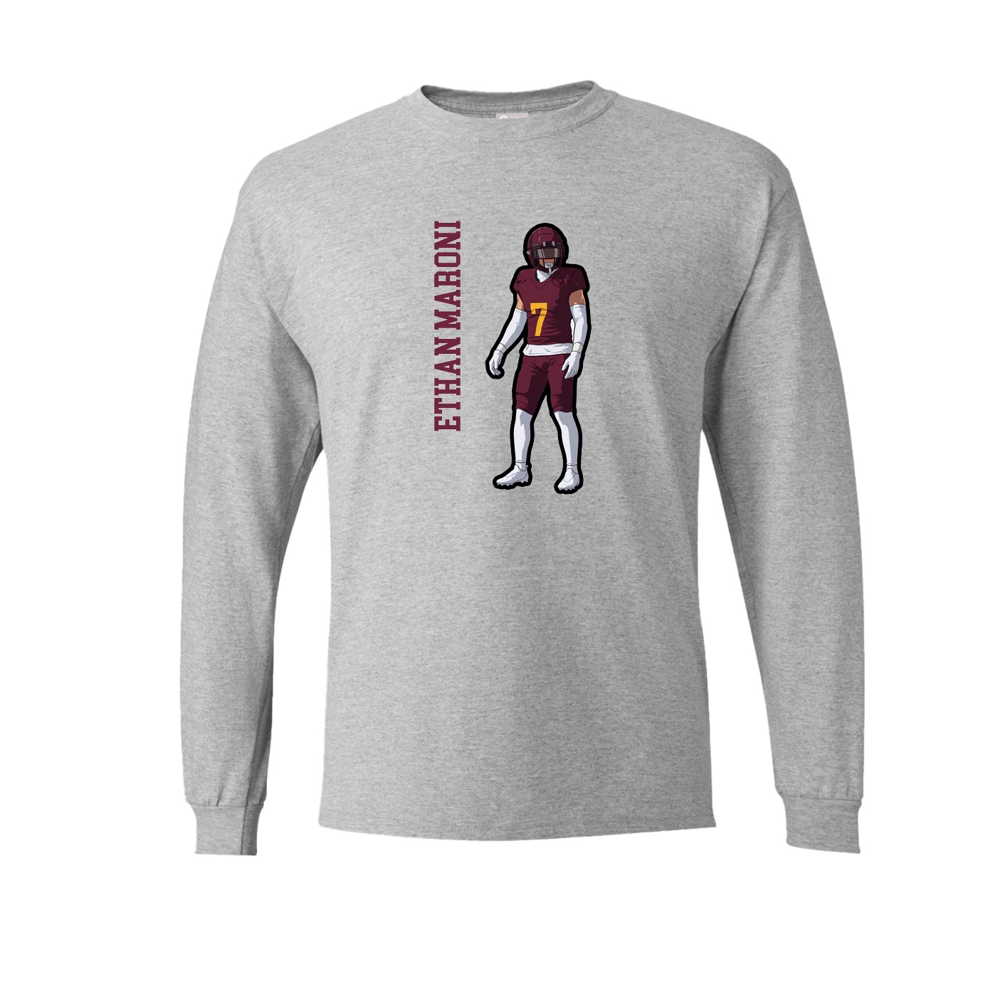 Long Sleeve Tee — Name Vertical in Grey