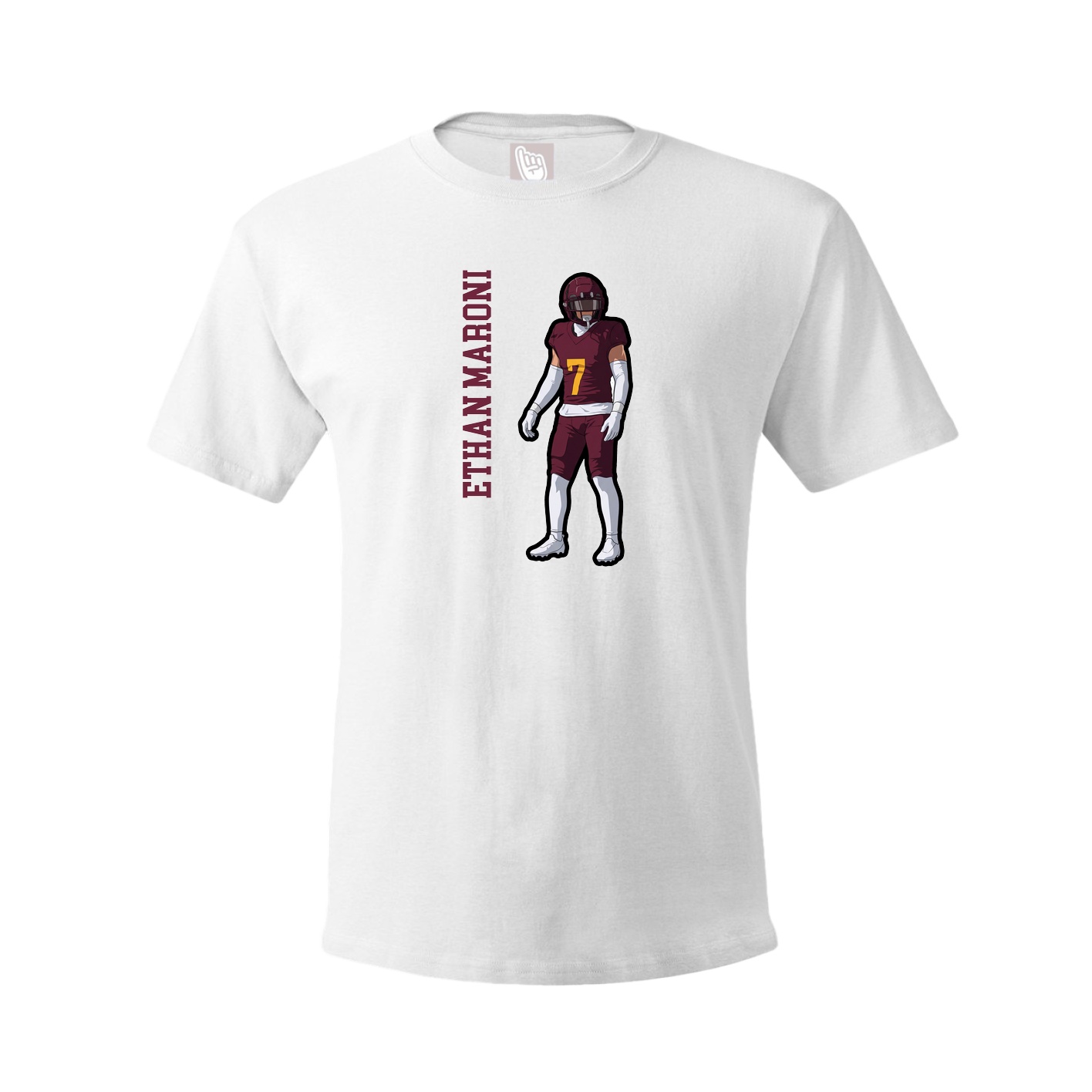 Youth Tee — Name Vertical in White