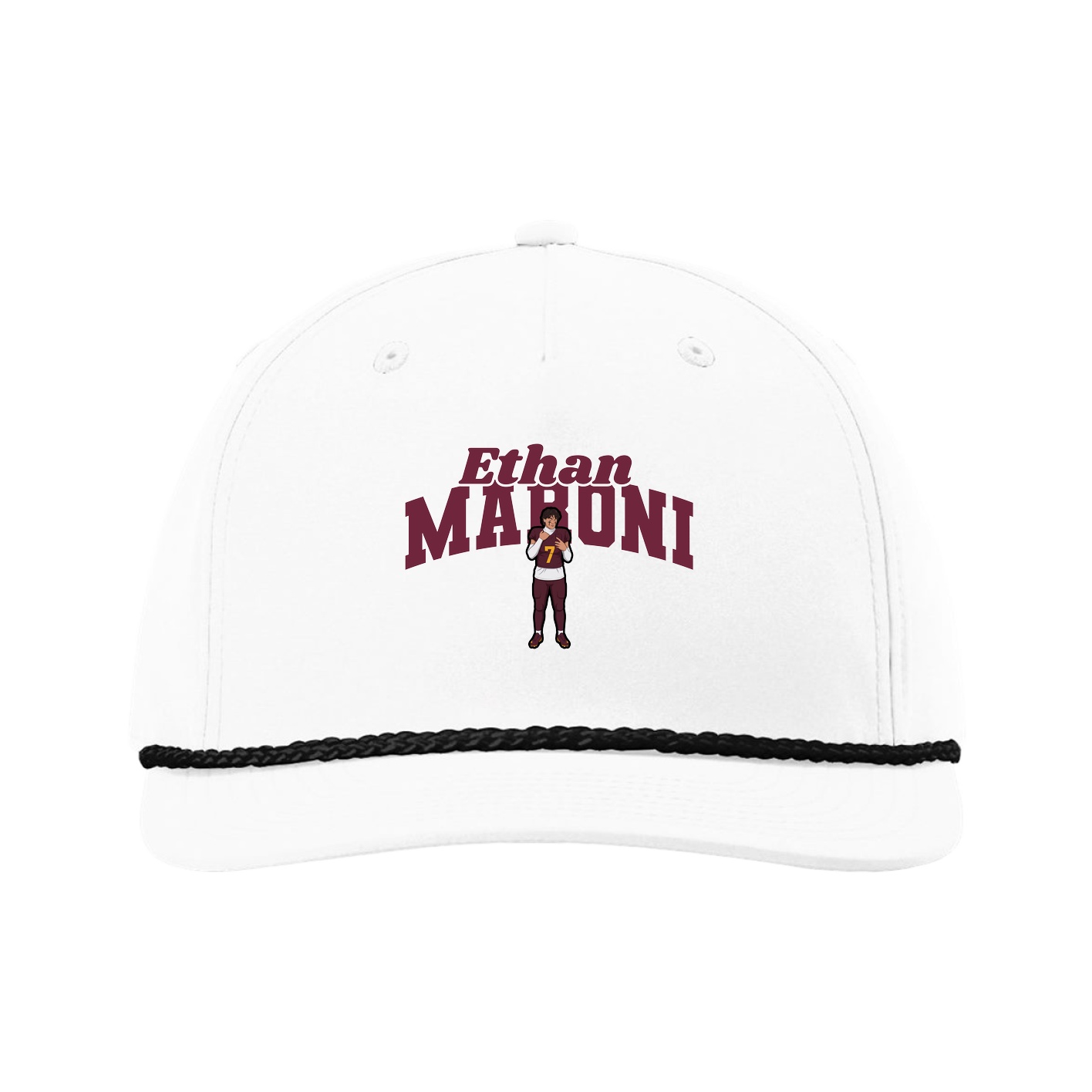 Five-Panel Classic Rope Cap — Signature Arch in White