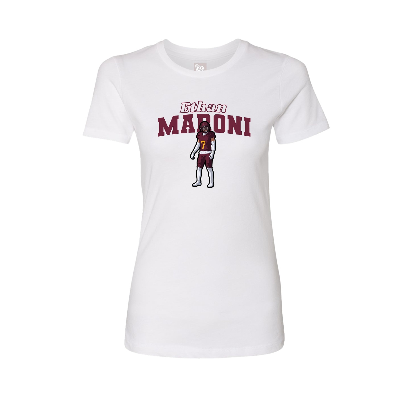 Fitted Women's Tee — Name Arch in White
