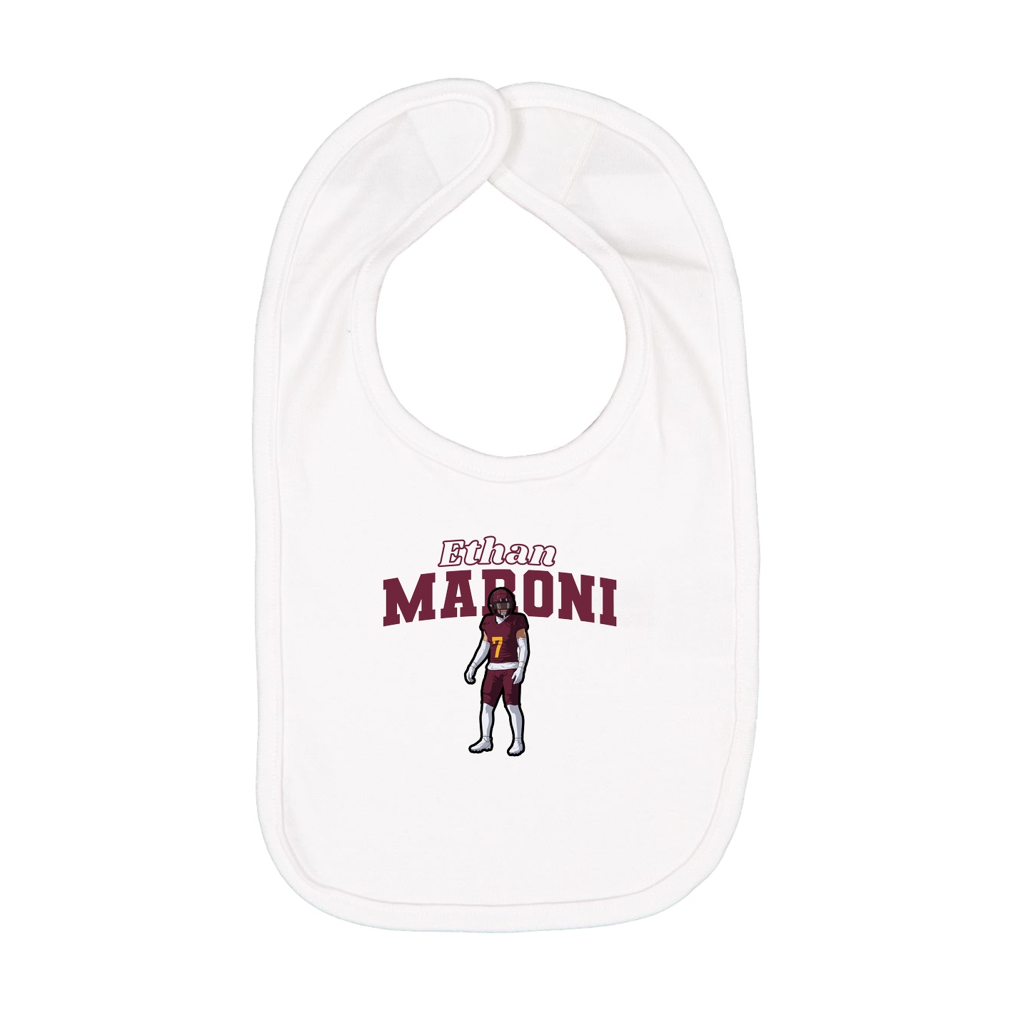 Infant Bib — Name Arch in White