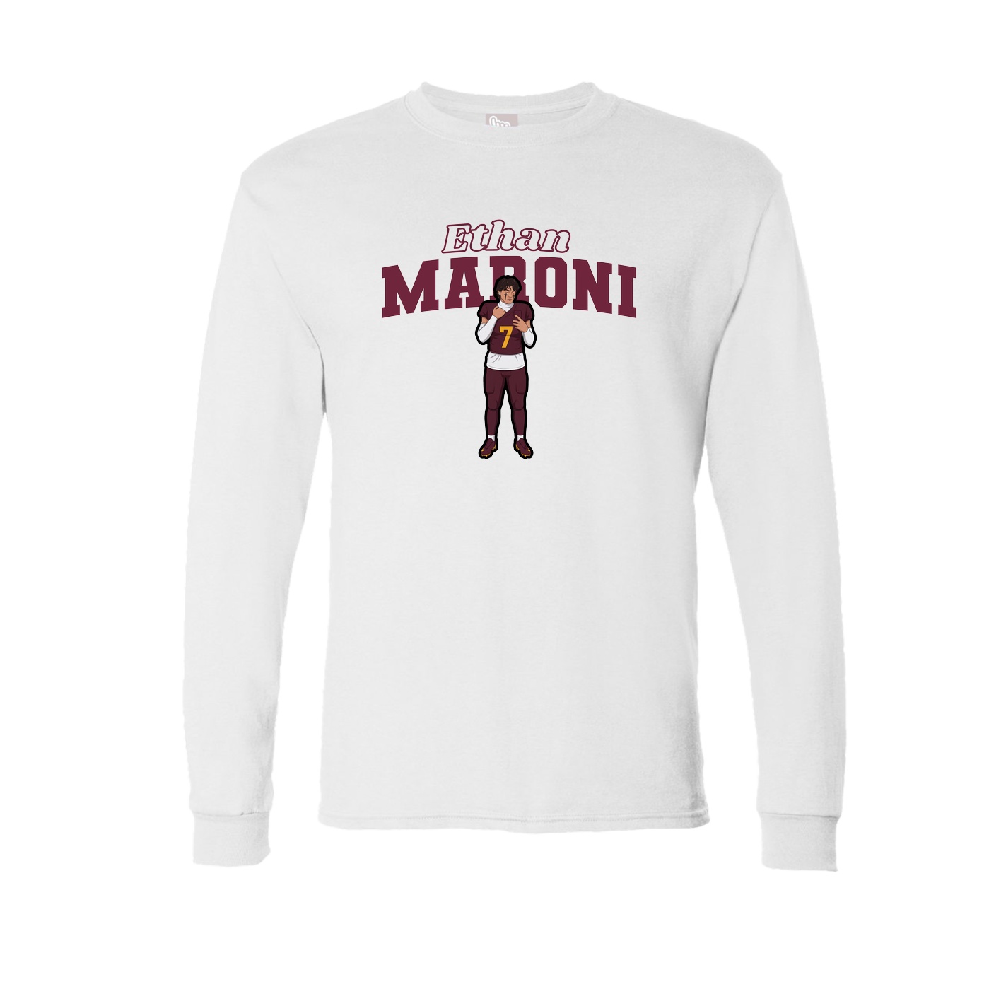 Long Sleeve Tee — Name Arch in White